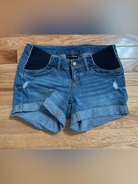 Indigo Blue Women's Maternity Postpartum Denim Shorts